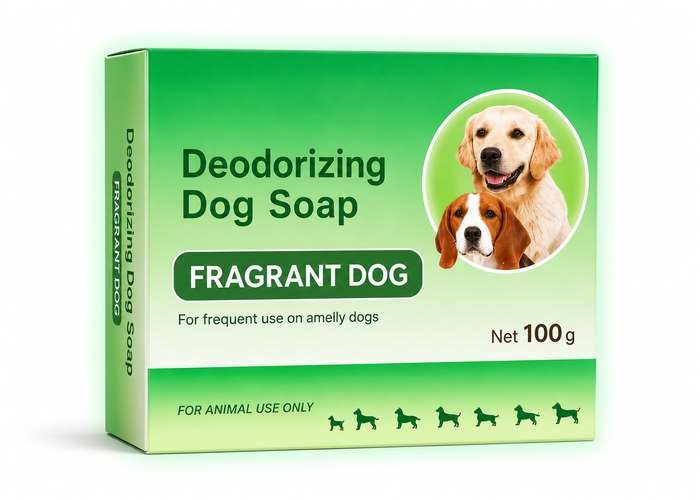Green dog soap packaging box