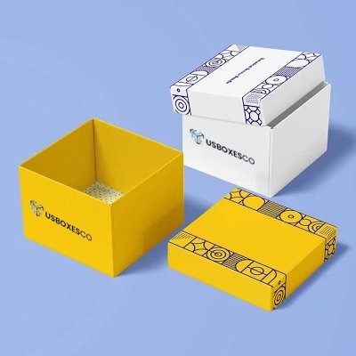 Customizable two-piece rigid gift box with a lid and base